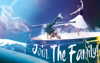 Ballerina en Breakdancer aan het dansen op een drum